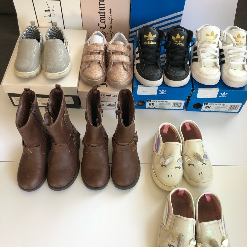 Lot of Toddler Shoes Mixed Brands Adidas, Juicy Couture, Carter’s, Nicole Miller